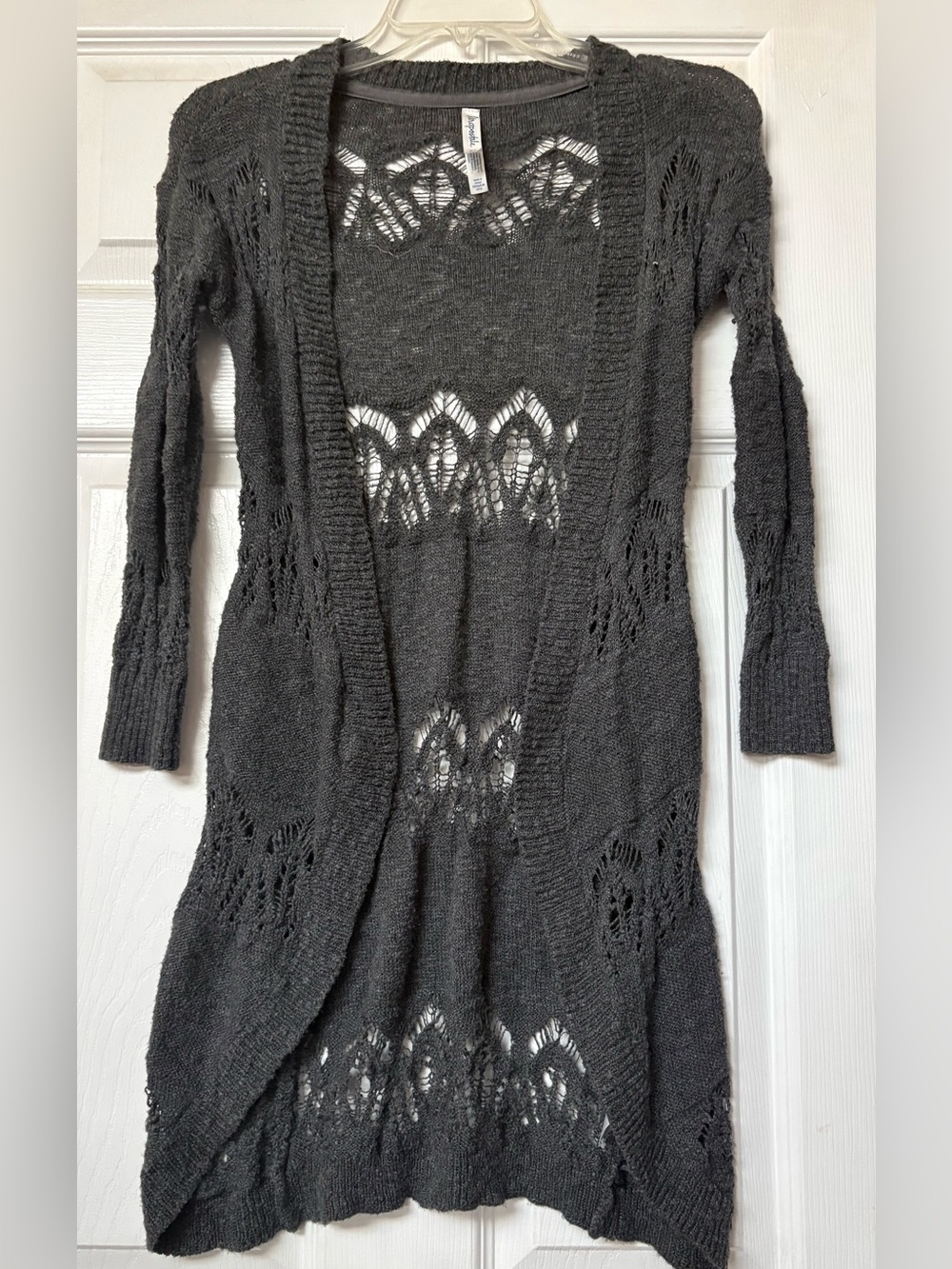 Long Open-Front Women's Charcoal Knit Cardigan Sweater. Aeropostale. Size: XS
